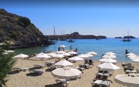 Lyndos town beach, Rhodes Island Greece