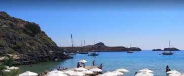 Lyndos town beach, Rhodes Island Greece