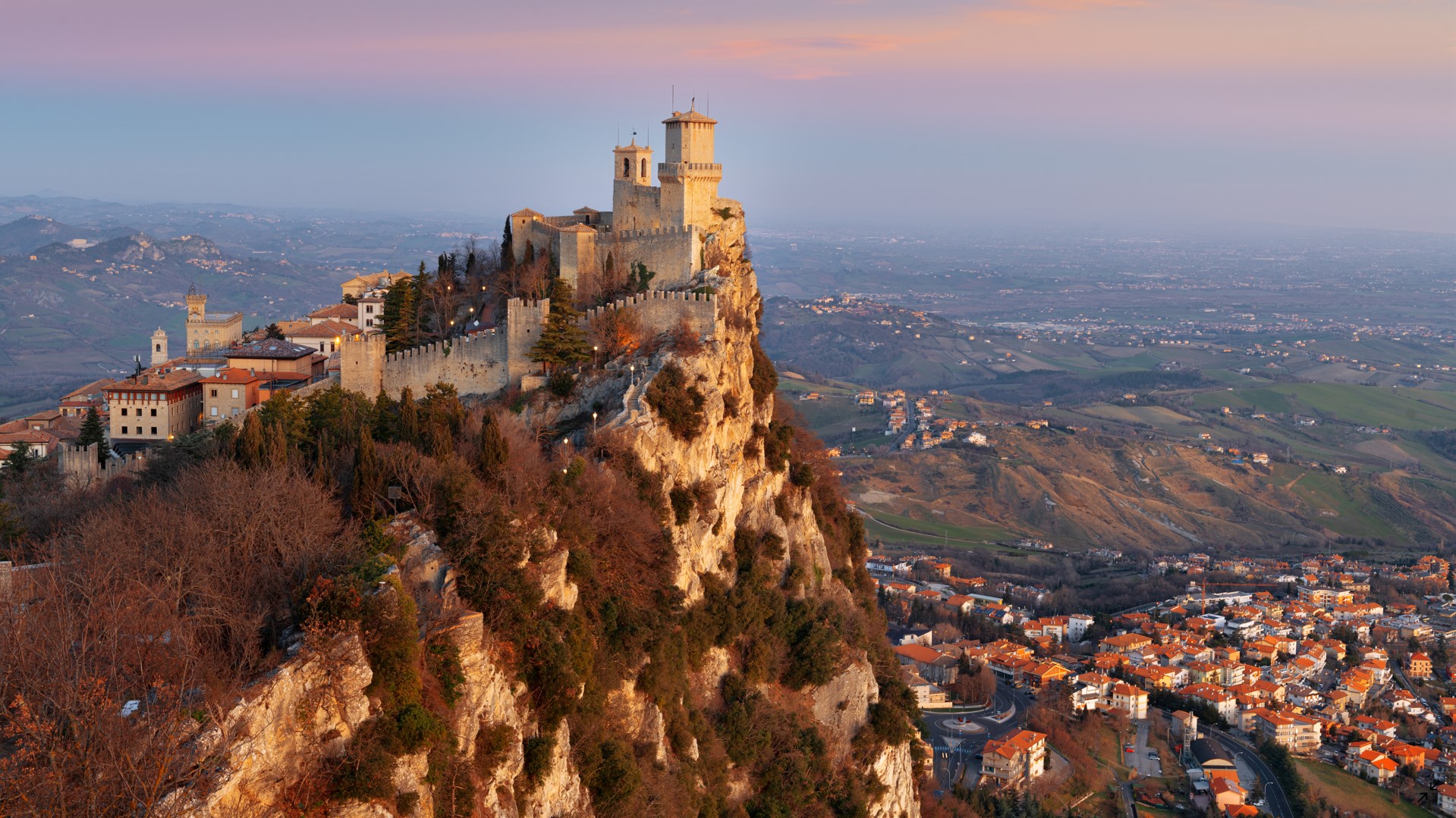 San Marino castle and city panorama