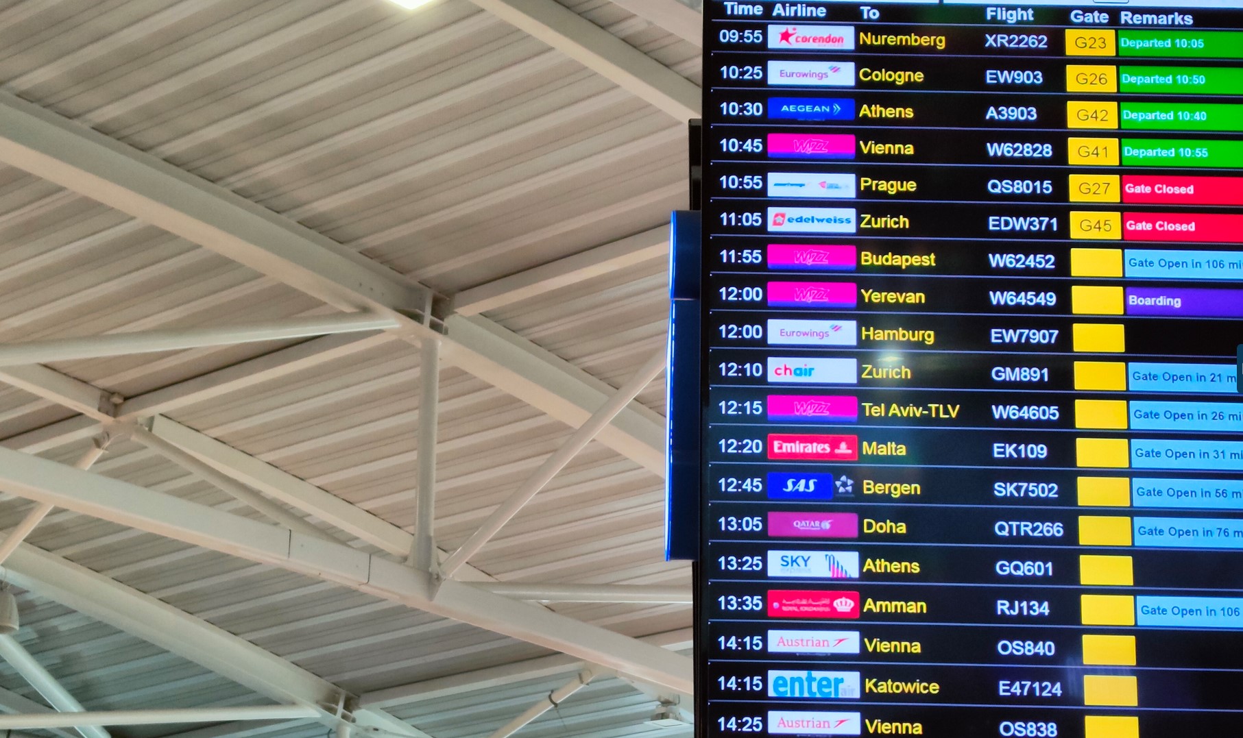 Airport flights timetable. Image by PixMeta