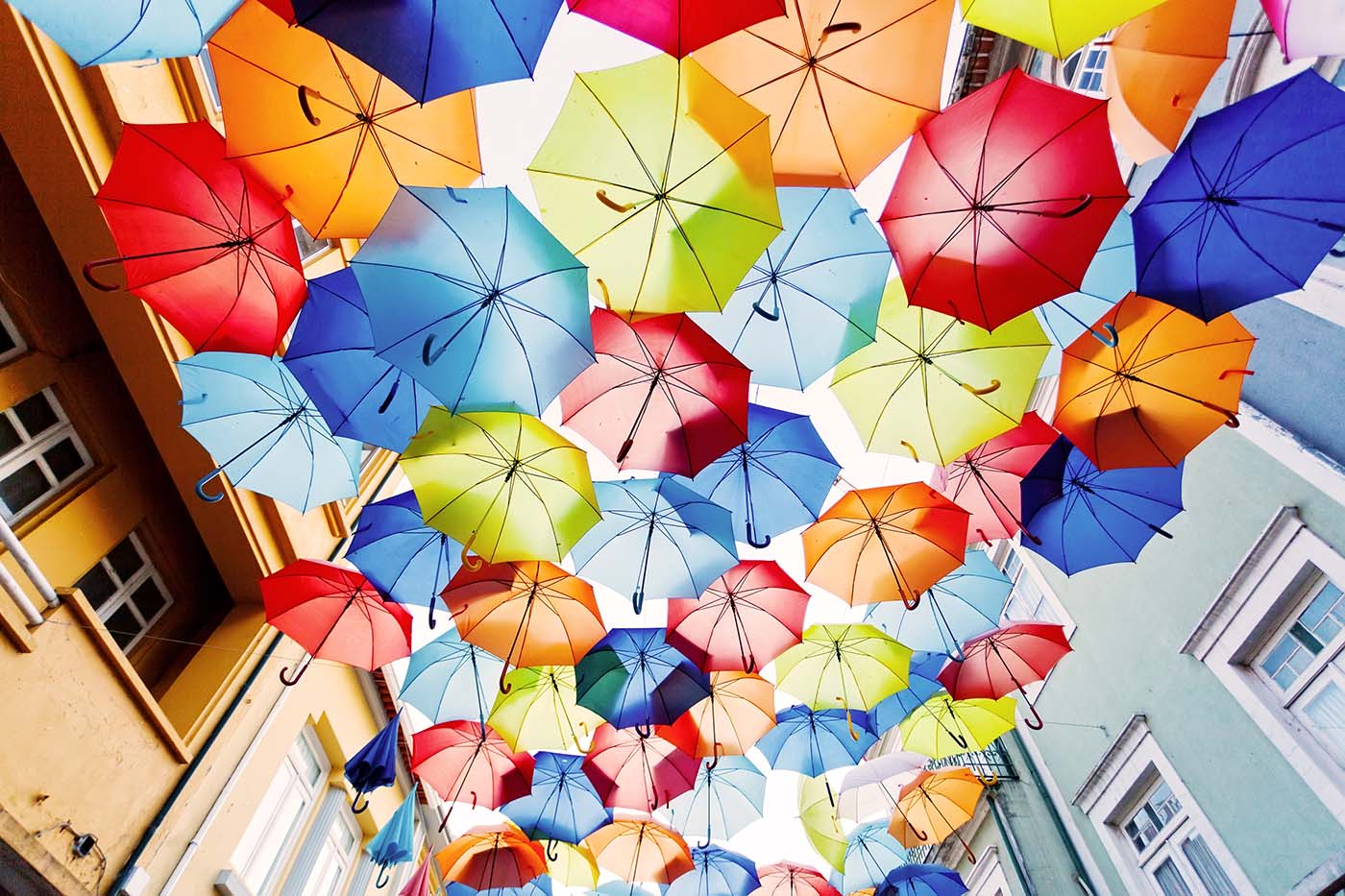 Street umbrellas in Agueda, Portugal