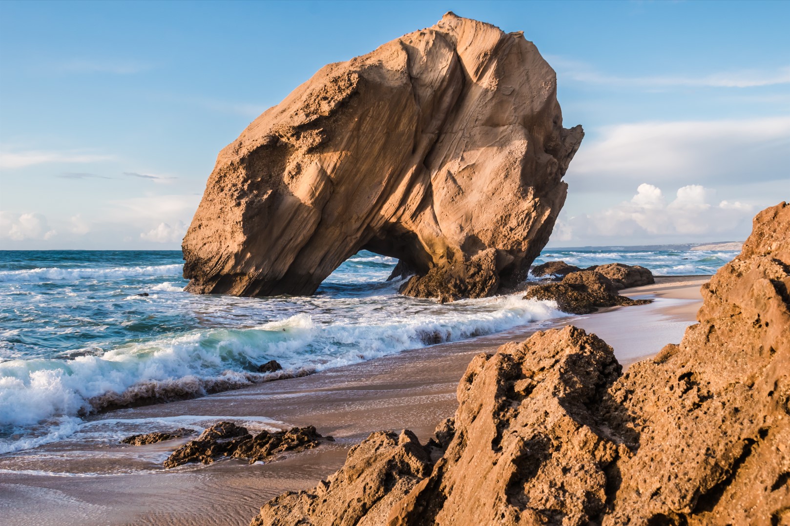 Boulder in the sea at Santa Cruz beach, Torres Vedras, Portugal