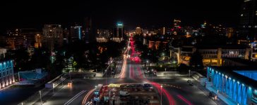 Let's visit Albania. Tirana night view.