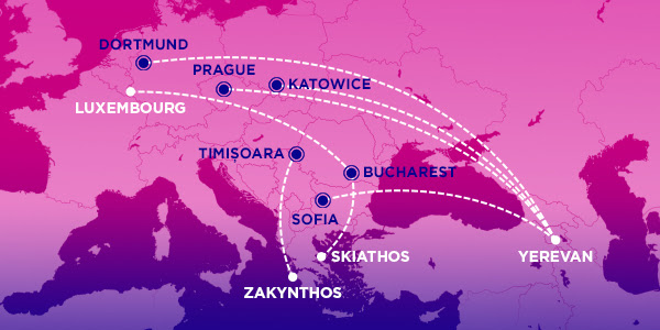 Wizz Air new flights from Yerevan to Dortmund, Sofia, Katowice and 