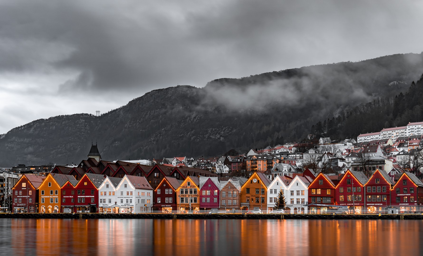 Bergen: Utsikt från havet.