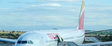 Iberia's airplane at the airport