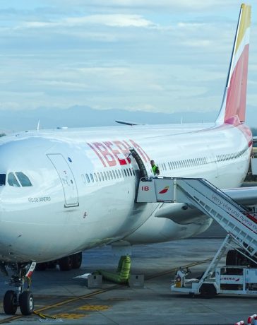Iberia's airplane at the airport