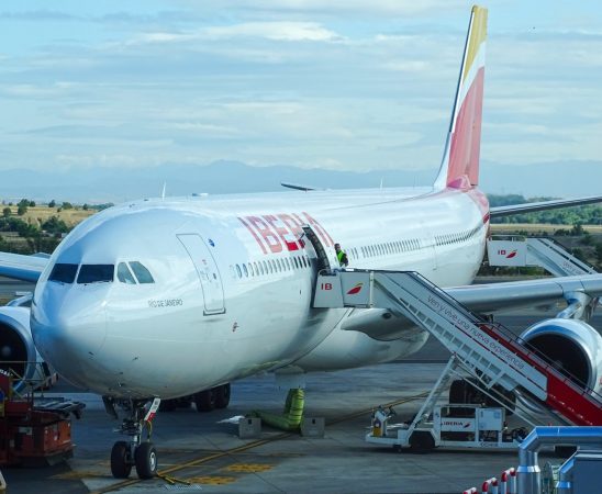 Iberia's airplane at the airport