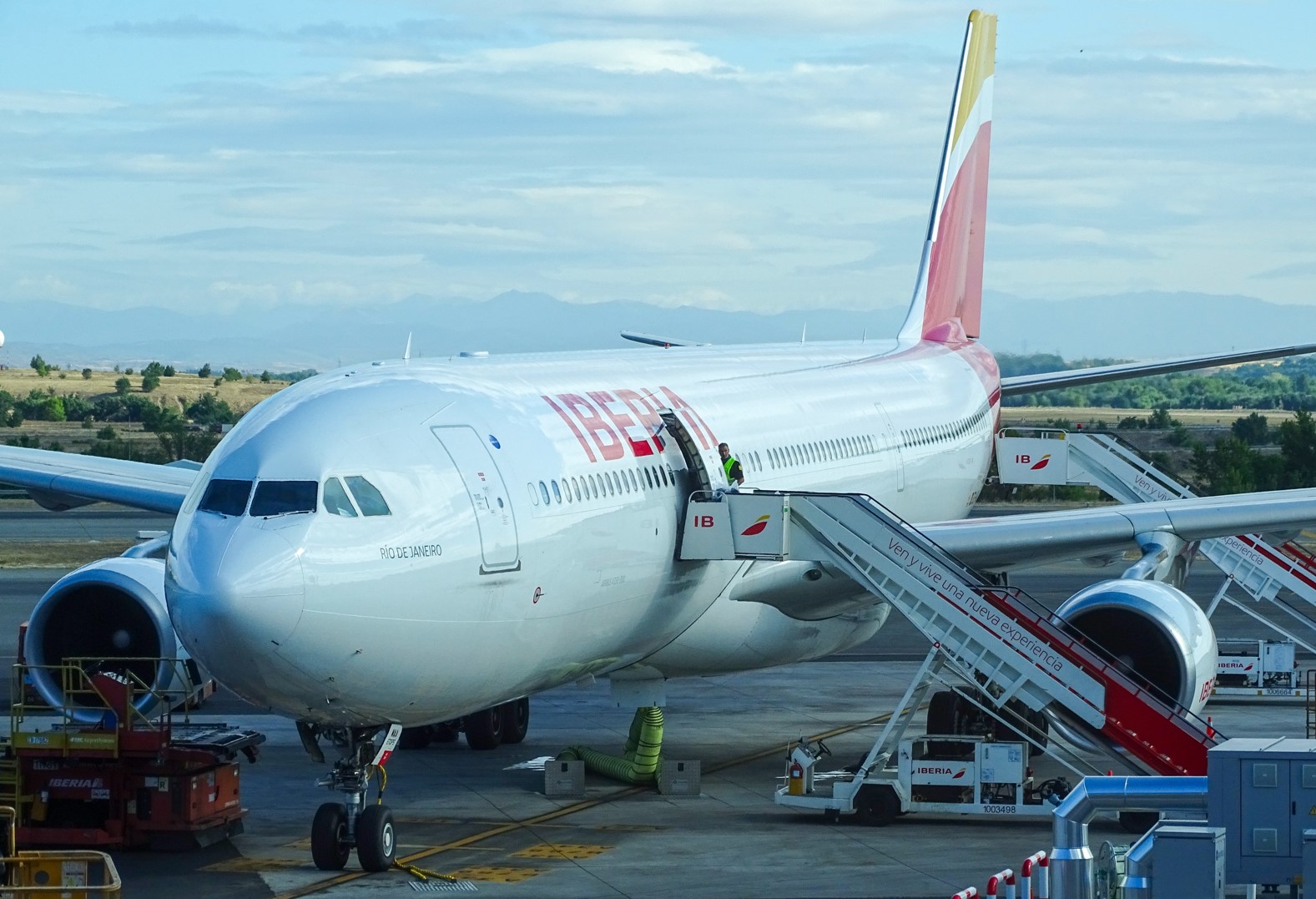 Iberia's airplane at the airport