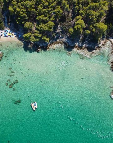 Beach of Kavourotrypes, located in Sithonia, Halkidiki, Greece.