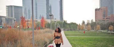 A young female tourist in Milan, Italy