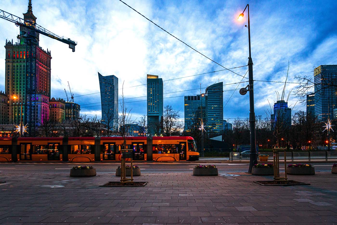 The central streets of Warsaw, Poland
