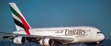 Emirates Airline's plane landed in the airport