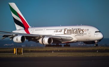 Emirates Airline's plane landed in the airport
