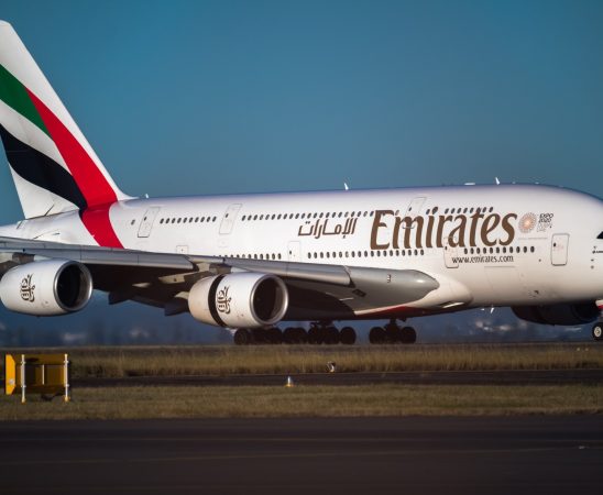 Emirates Airline's plane landed in the airport