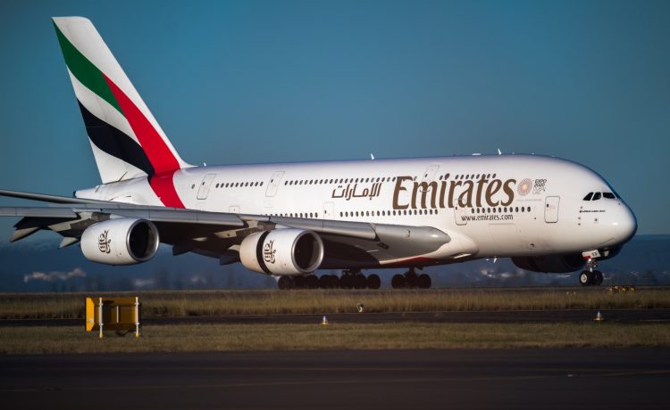 Emirates Airline's plane landed in the airport