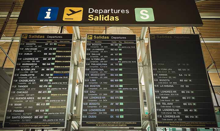 Afgangstider i Madrid Internationale Lufthavn