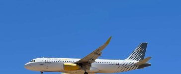 Vueling Spanish low-cost airline's aircraft in the skies