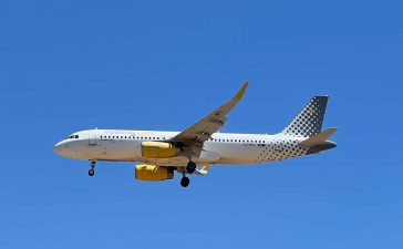 Vueling Spanish low-cost airline's aircraft in the skies
