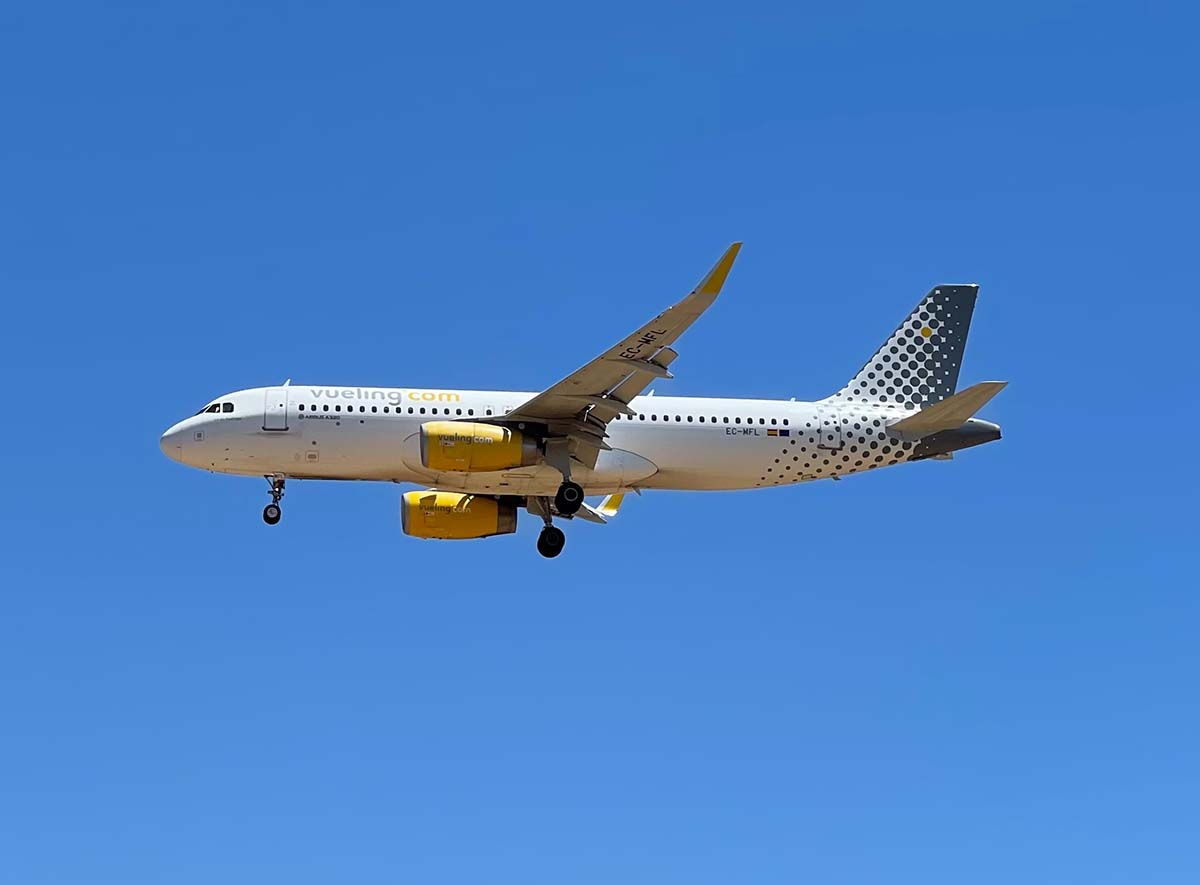 Vueling Spanish low-cost airline's aircraft in the skies