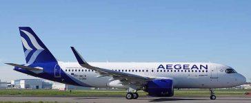 Aegean Airlines plane landed in the airport