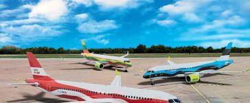 Air Baltic planes parked at the airport