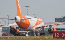 Easyjet plane landed in the Prague Airport