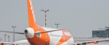 Easyjet plane landed in the Prague Airport