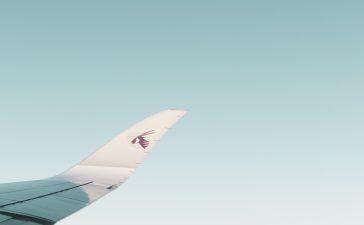 Wings of Qatar Airways plane.