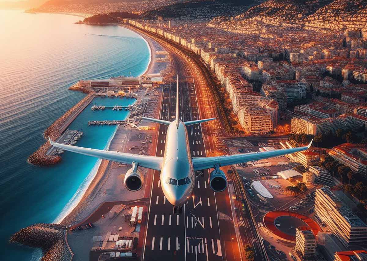 Flight over Nice airport