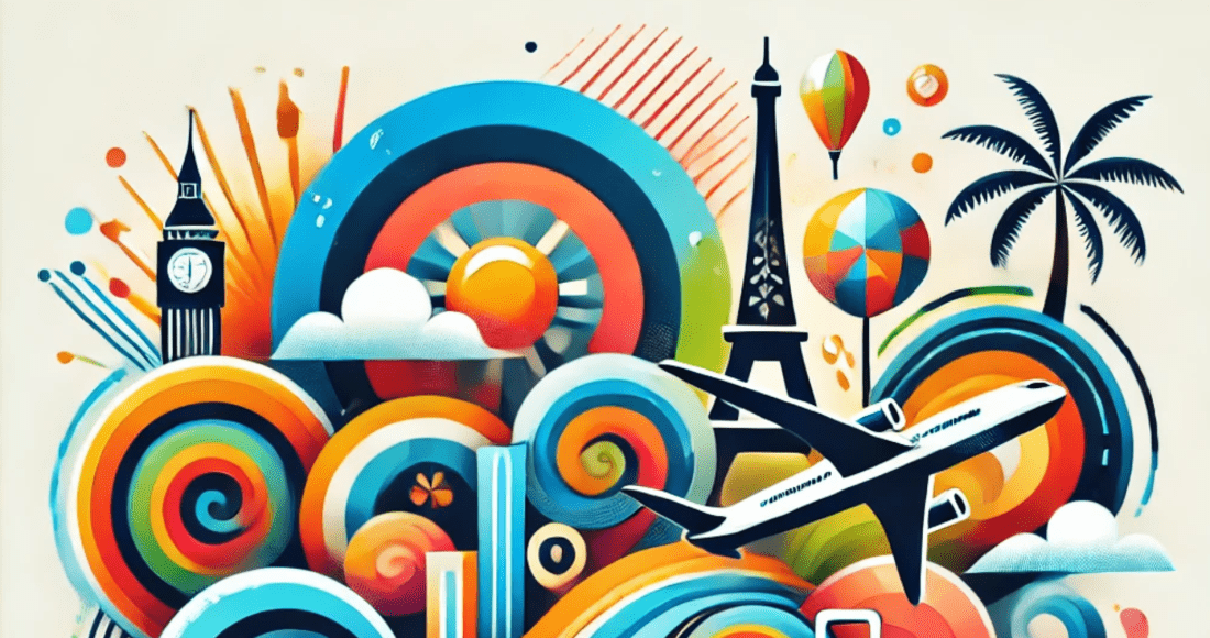 AI-generated colorful tourism illustration