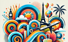 AI-generated colorful tourism illustration