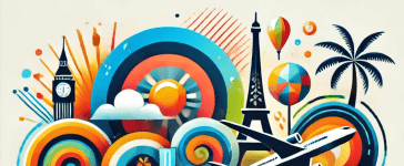 AI-generated colorful tourism illustration