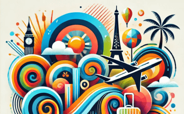 AI-generated colorful tourism illustration