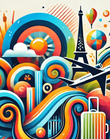 AI-generated colorful tourism illustration