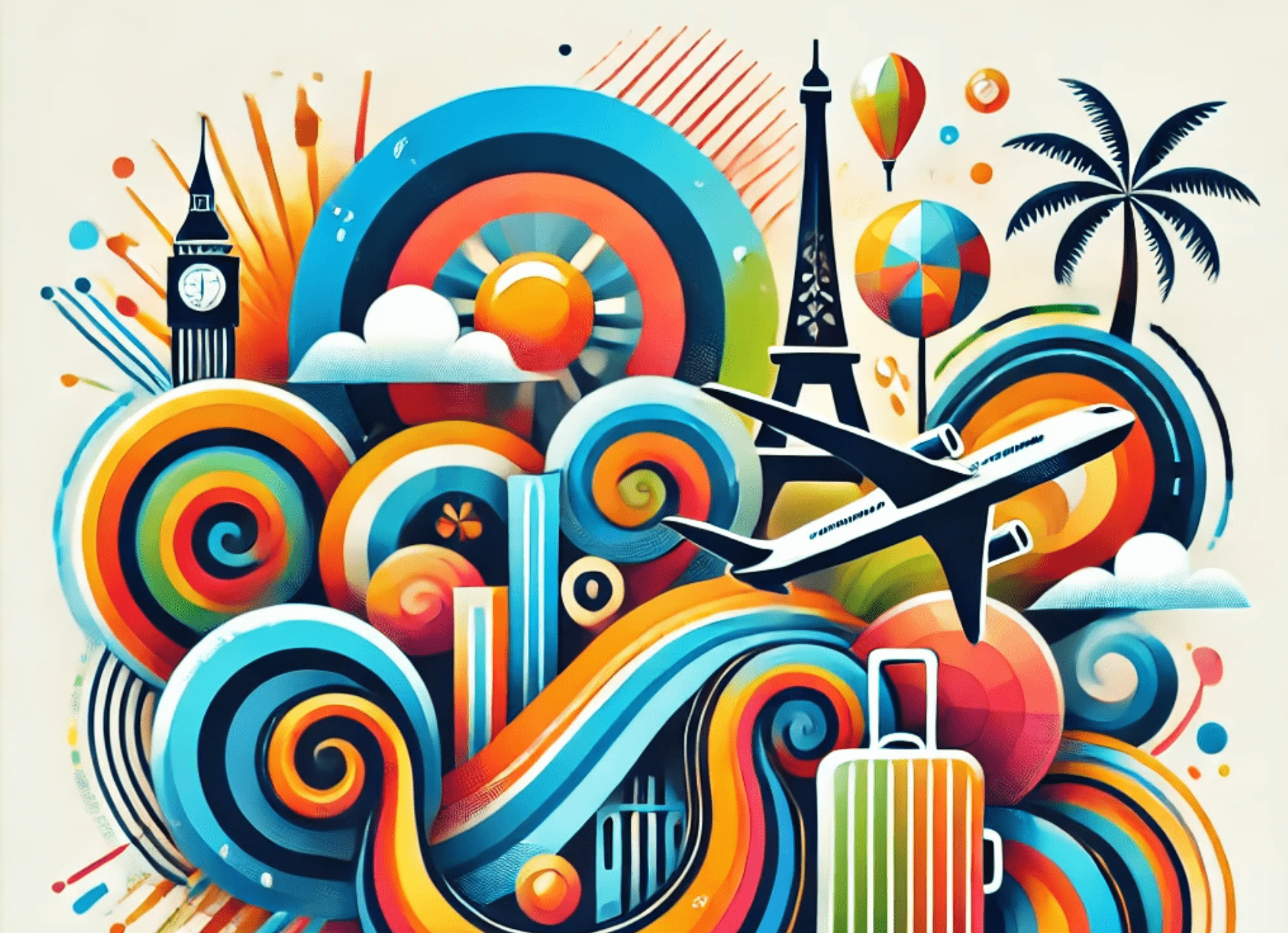 AI-generated colorful tourism illustration