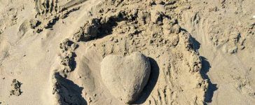 Beach heart created from sand