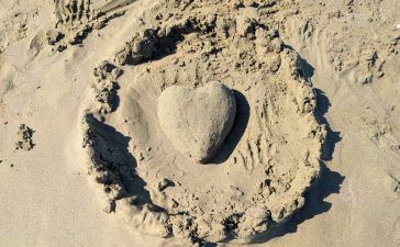 Beach heart created from sand