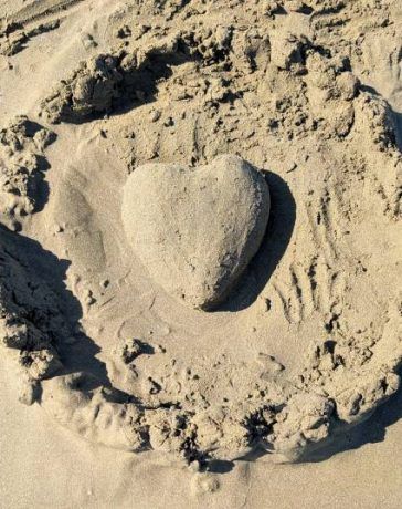 Beach heart created from sand
