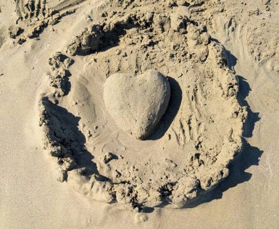 Beach heart created from sand