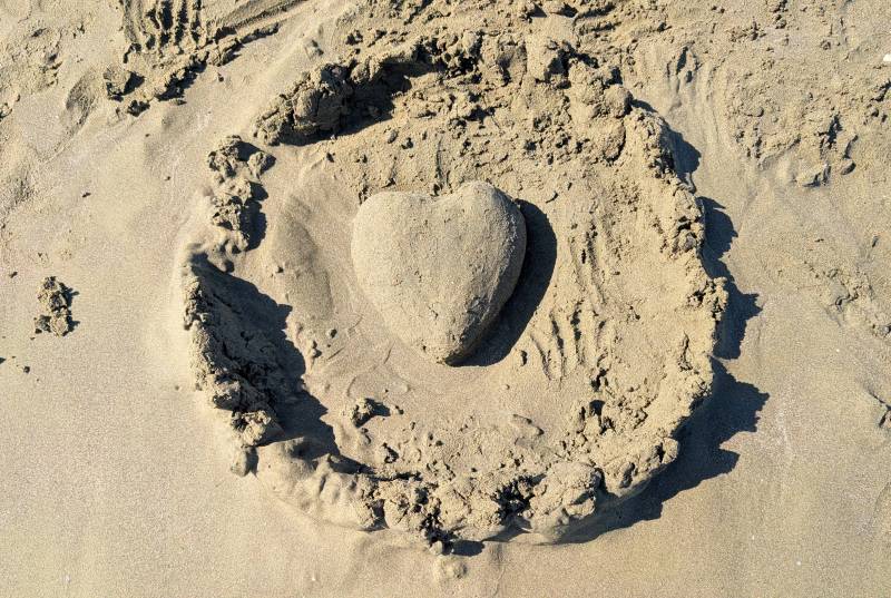 Beach heart created from sand